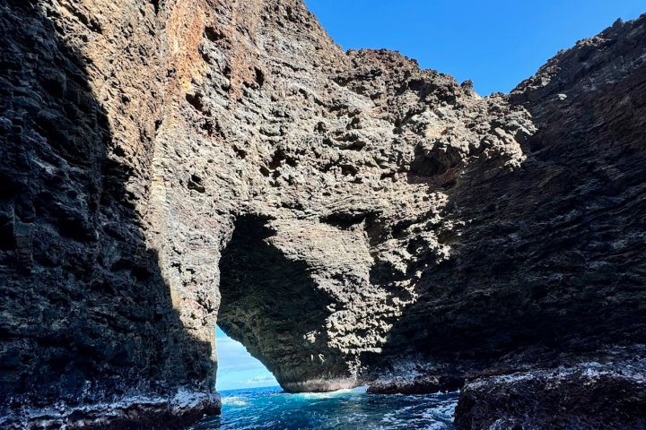 water next to the rock