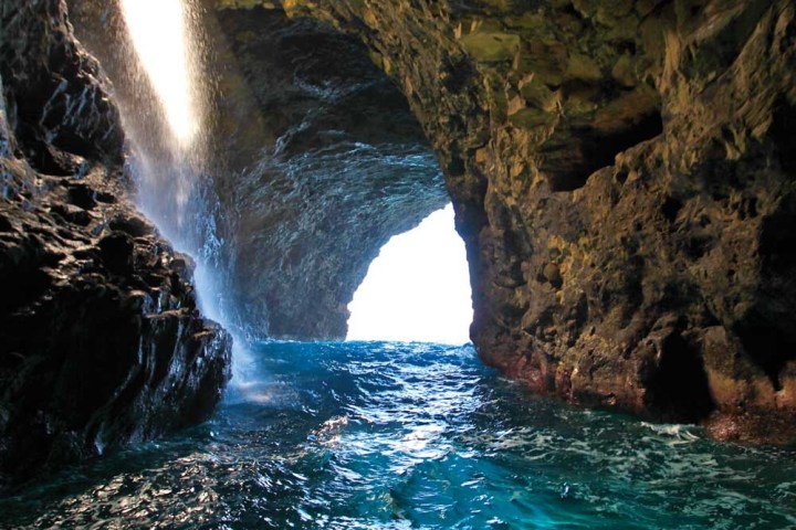 A Large Waterfall inside of 