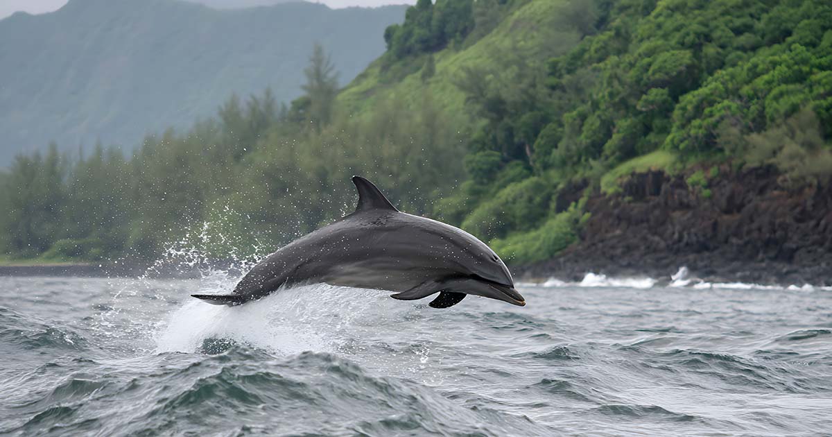 kauai-dolphin-tours-everything-you-should-know Spinner dolphins leaping near Kauai’s Nā Pali Coast during a guided dolphin tour with Na Pali Riders